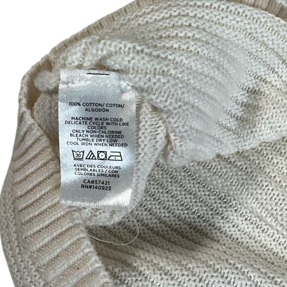 Loft Off White Long Sleeve Sweater Tight Knit Size Small 100% Cotton Over Sized - Picture 12 of 12